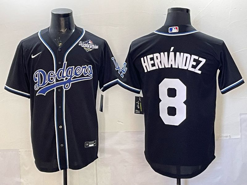 Men 2026 Nike Los Angeles Dodgers #8 Hernandez Black Game MLB Jersey 02